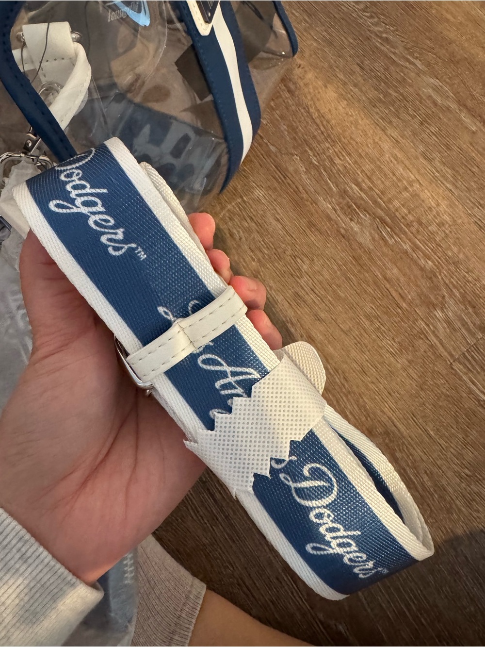 MLB Los Angeles Dodgers Clear Tote with Navy and White Trim - Picture 4 of 7